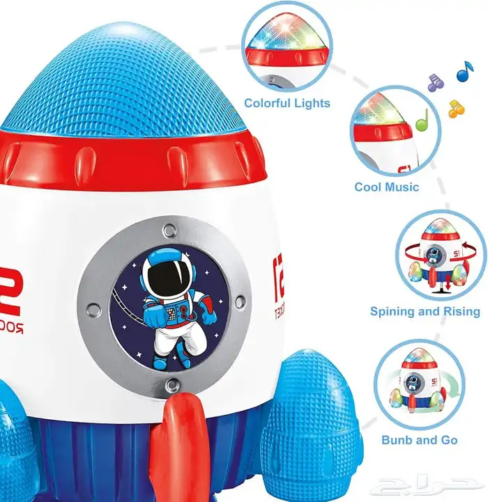لعبة الصاروخ الفضائي الصغير للأطفال مع مؤثرات صوتية وبصرية 8