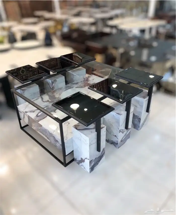 أطقم طاولات وطني بديل رخام وزجاج 5