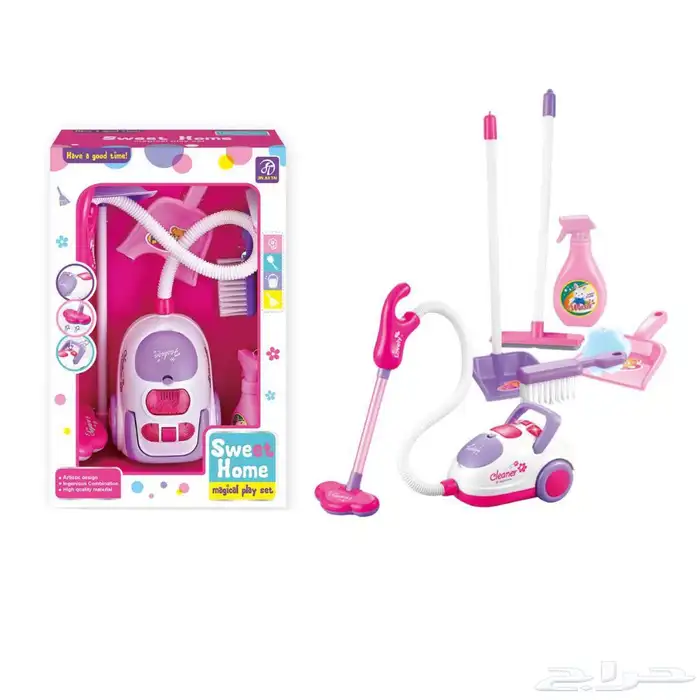 لعبة مكنسة كهربائية للأطفال ( لعبة أدوات مكنسة) بعدة ملحقات 0