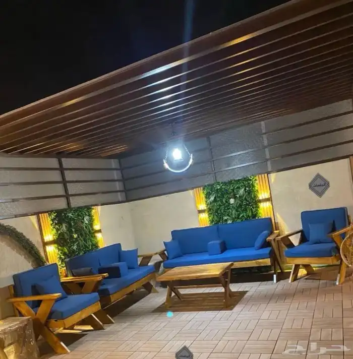 طقم كراسي خشب خارجية 7 أشخاص 0