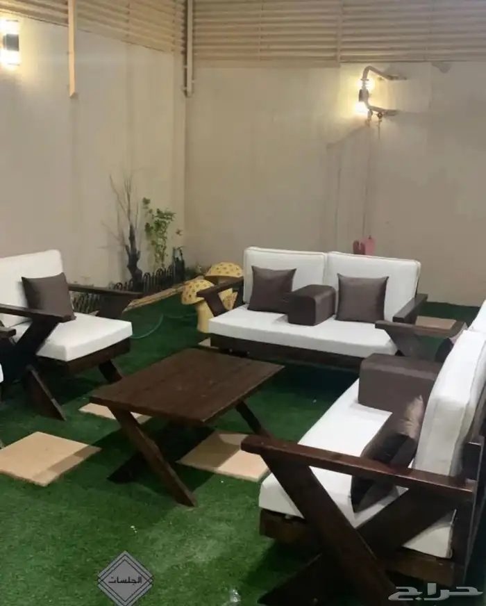 طقم كراسي خشب خارجية 7 أشخاص 1