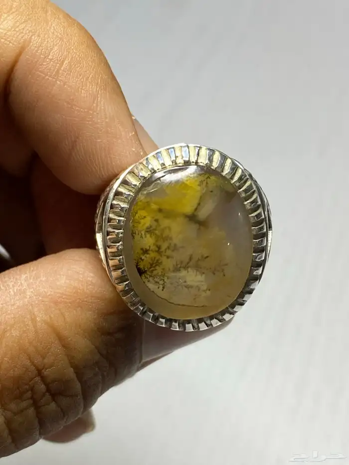 خاتم عقيق يماني مشجر صياغة الشمس 0