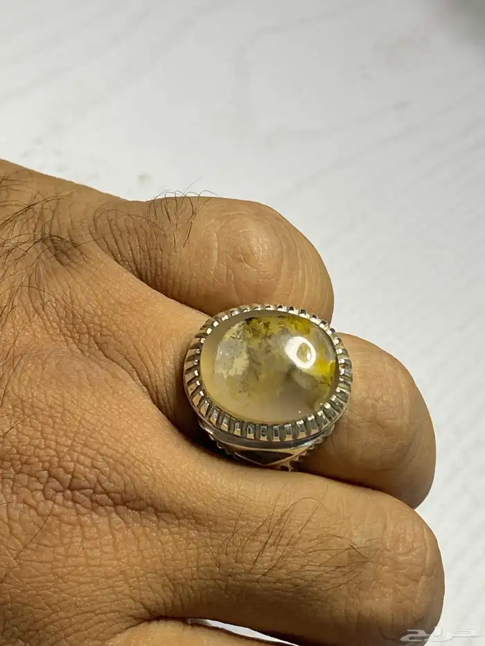 خاتم عقيق يماني مشجر صياغة الشمس 5