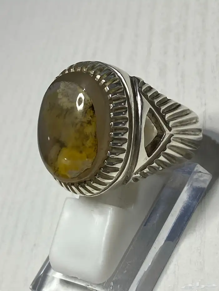 خاتم عقيق يماني مشجر صياغة الشمس 2