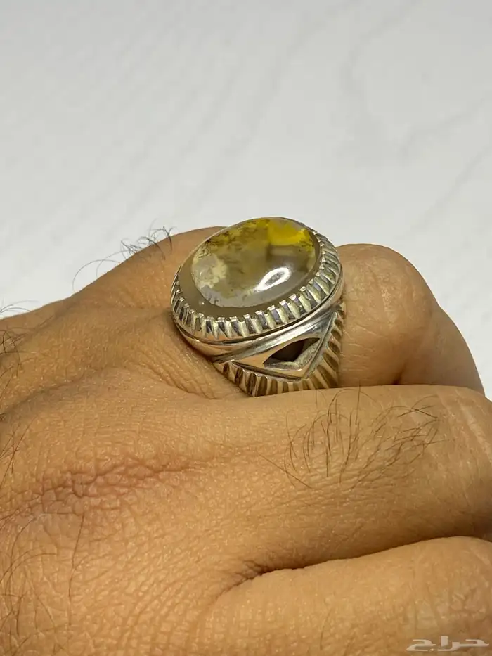 خاتم عقيق يماني مشجر صياغة الشمس 3