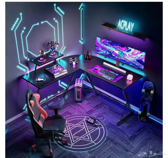 طاولات قيمنق بي سي سوني ادارية مكتبية شكل L 4