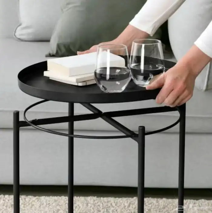 طاولة فولاذية مستديرة أسود 45x53x45سم 0