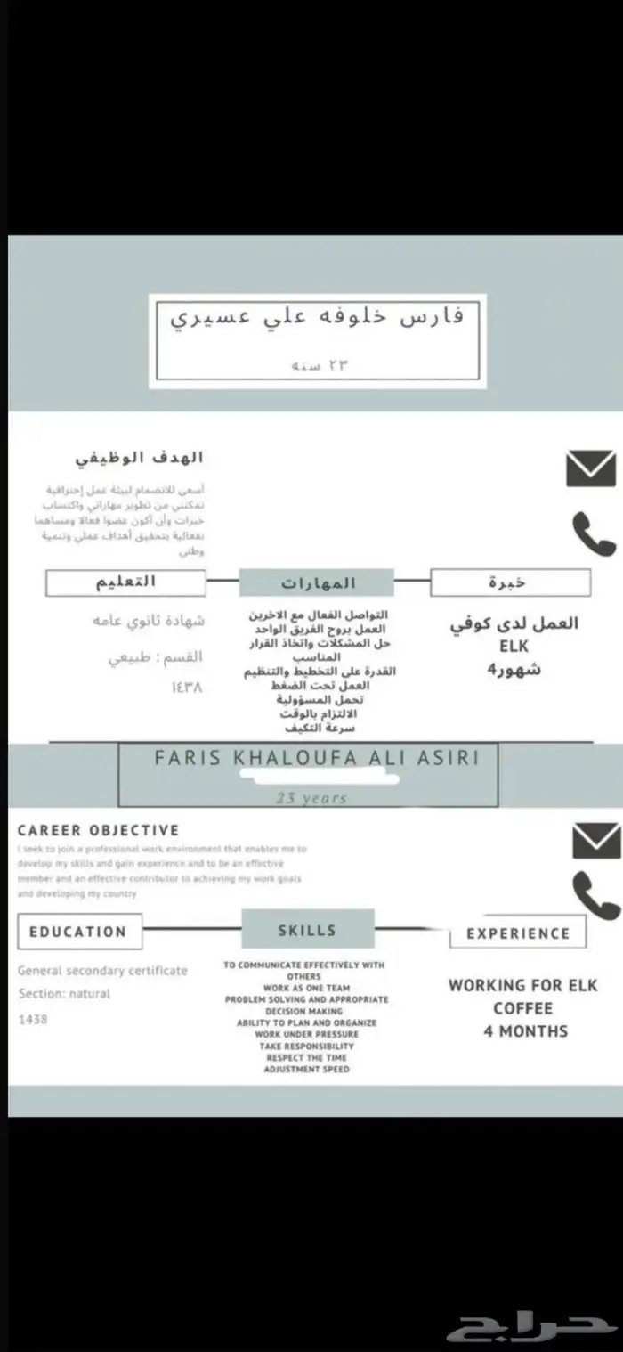 عمل cv 3