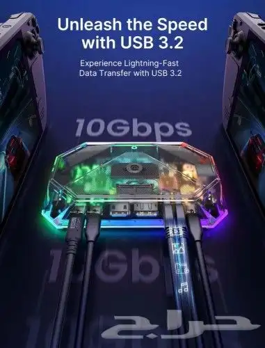 وصلة تايب سي 12in1 باضاءة RGB و تدعم 4K120Hz وهيكل شفاف 7