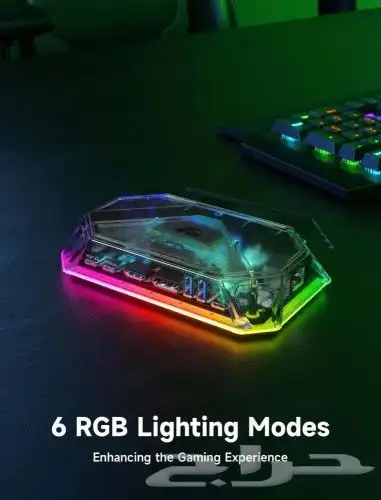 وصلة تايب سي 12in1 باضاءة RGB و تدعم 4K120Hz وهيكل شفاف 6