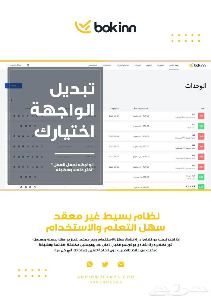 نظام بوكن السحابي لادارة الشقق المفروشة والفنادق والمنتجعات 6