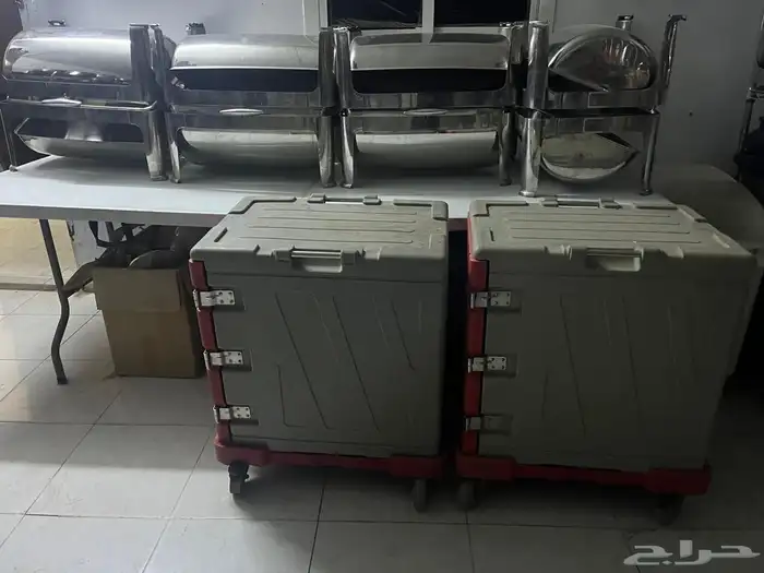 عربة نقل صينيات الطعام امريكي مع باب وعجلات للمطاعم 0