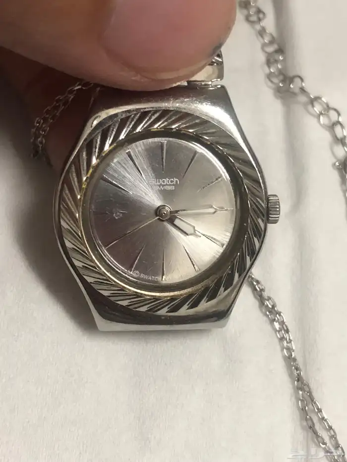 ساعة سواتش سوسرية مع سلسلة فضة ايطالي 925 0