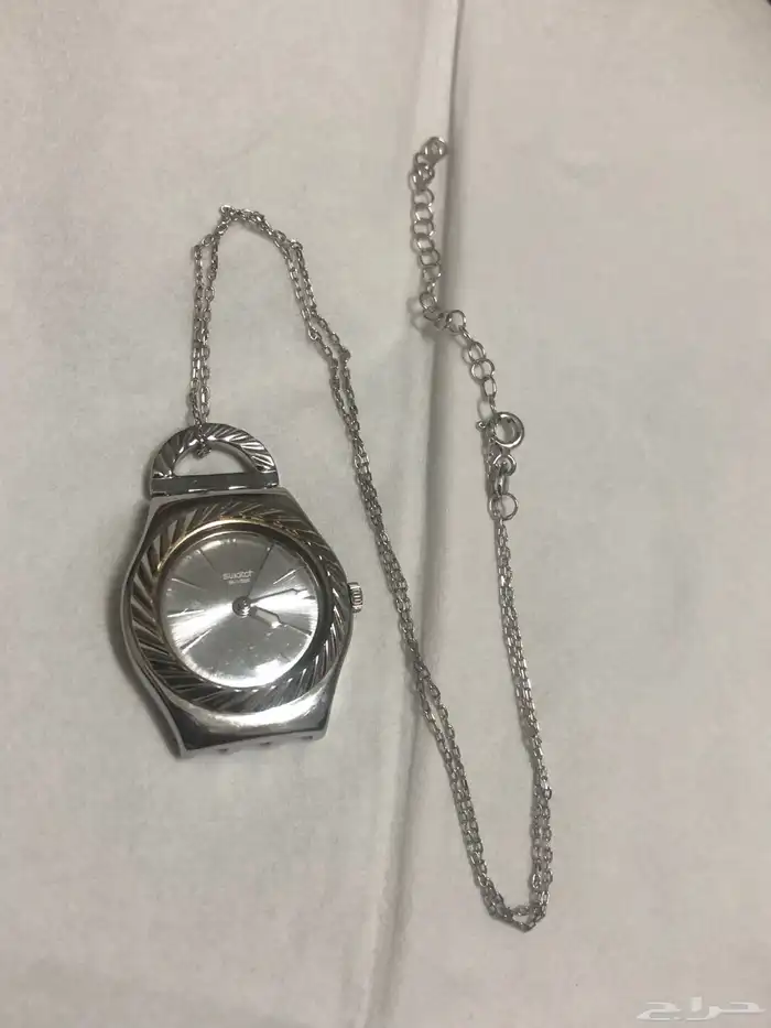 ساعة سواتش سوسرية مع سلسلة فضة ايطالي 925 5