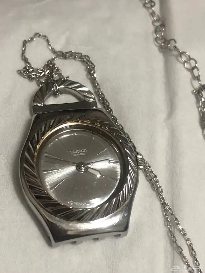 ساعة سواتش سوسرية مع سلسلة فضة ايطالي 925 3
