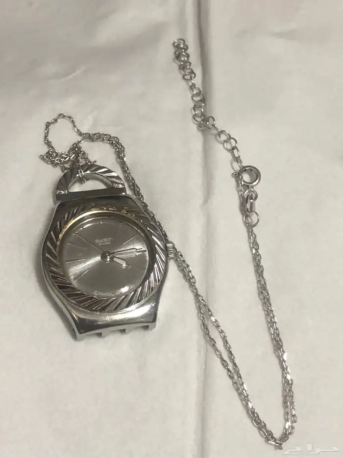 ساعة سواتش سوسرية مع سلسلة فضة ايطالي 925 4