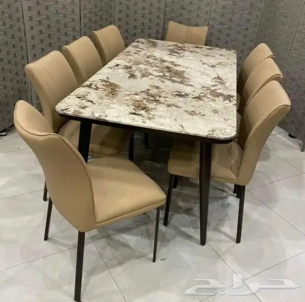 طاولات طعام رخام ارجل حديد 0