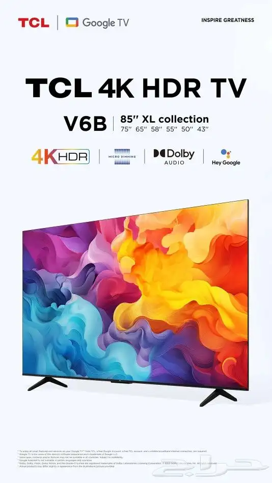 شاشه TCL سمارت 4K Google TV 6