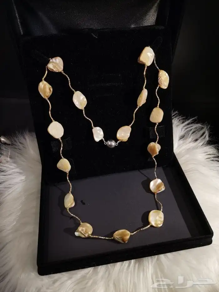 سلاسل الفضة المزينة بأحجار اللؤلؤ الملونه الطبيعية 4