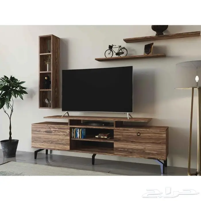 طاولة تلفزيون مع أرفف مظهر انيق 0