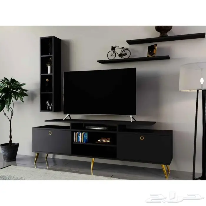 طاولة تلفزيون مع أرفف مظهر انيق 1