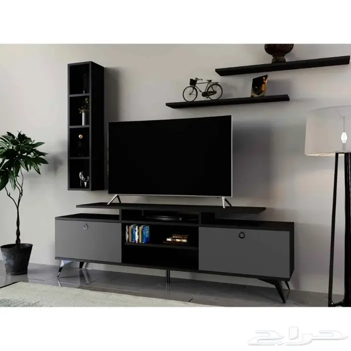 طاولة تلفزيون مع أرفف مظهر انيق 3