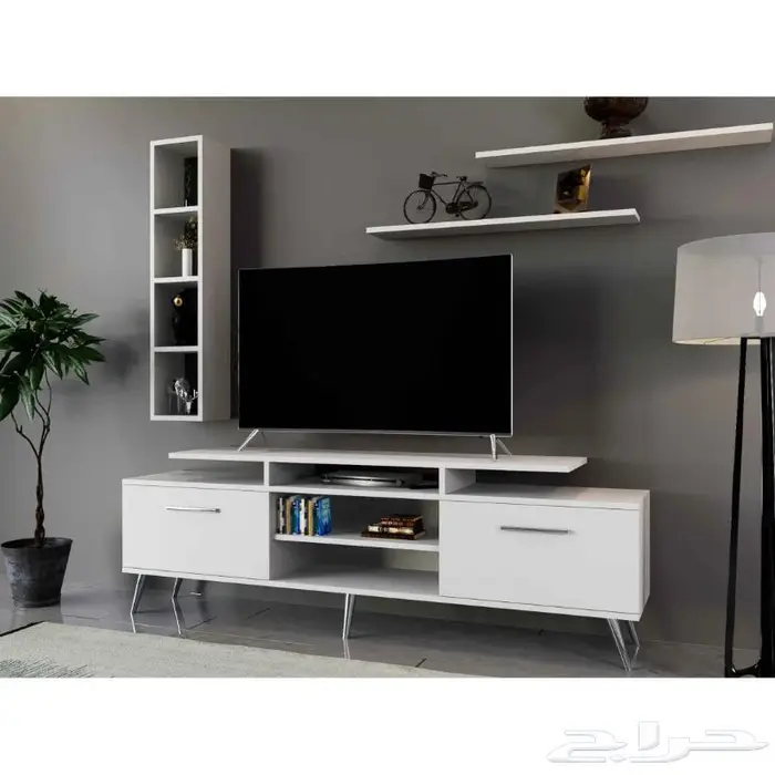 طاولة تلفزيون مع أرفف مظهر انيق 2