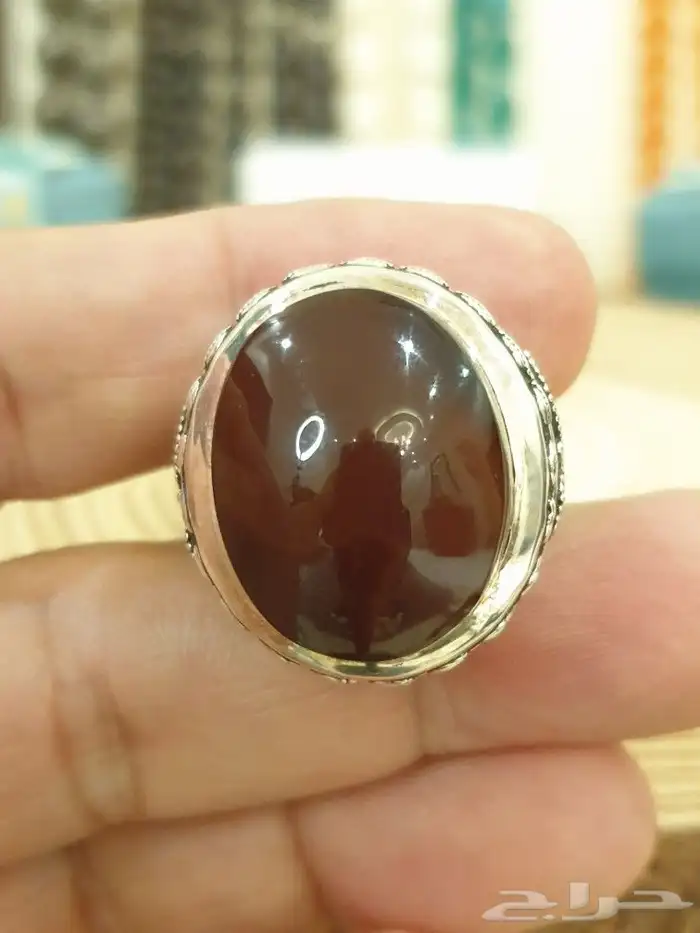 خاتم عقيق يماني كرزي فاخر ومميز 15