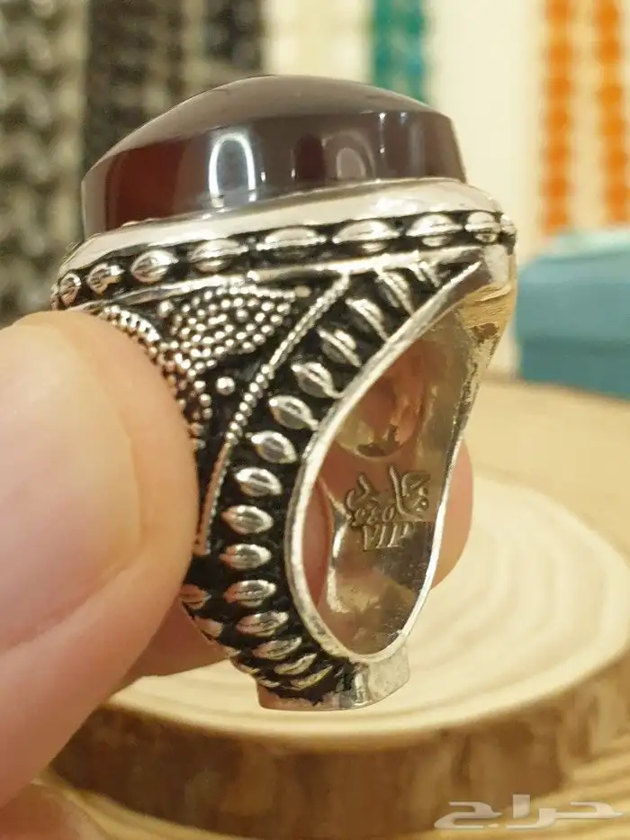 خاتم عقيق يماني كرزي فاخر ومميز 16