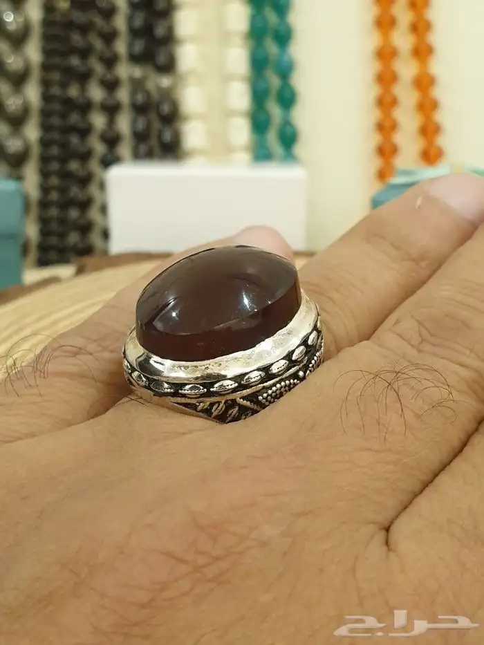 خاتم عقيق يماني كرزي فاخر ومميز 14