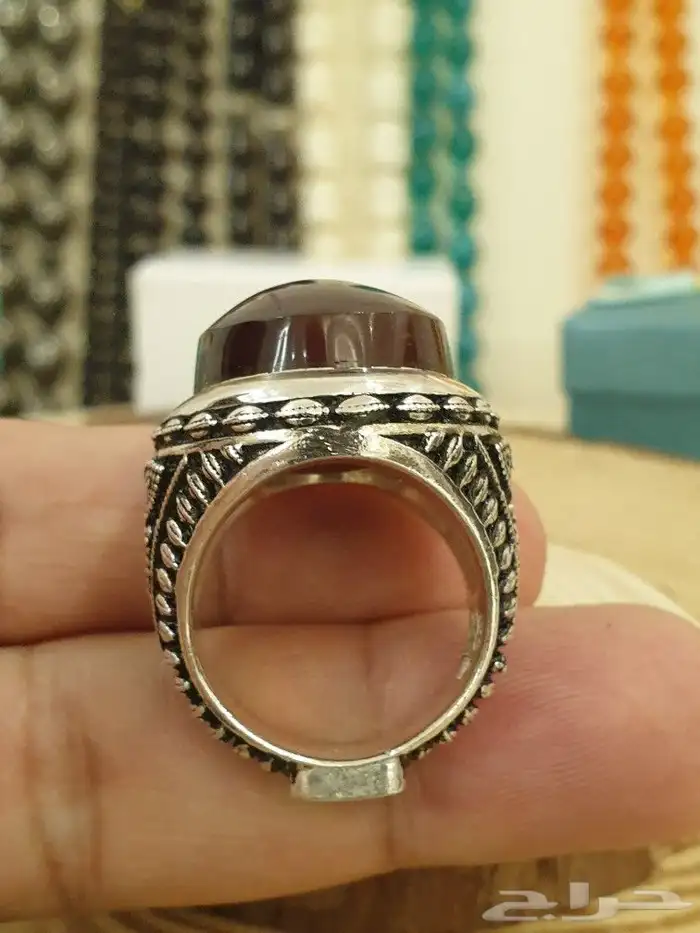 خاتم عقيق يماني كرزي فاخر ومميز 7