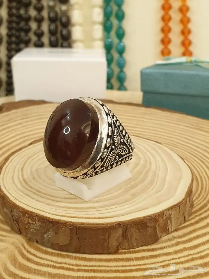 خاتم عقيق يماني كرزي فاخر ومميز 10