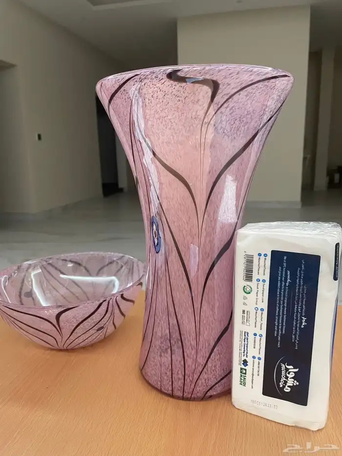 طقم فازة و زبديه وردي 1