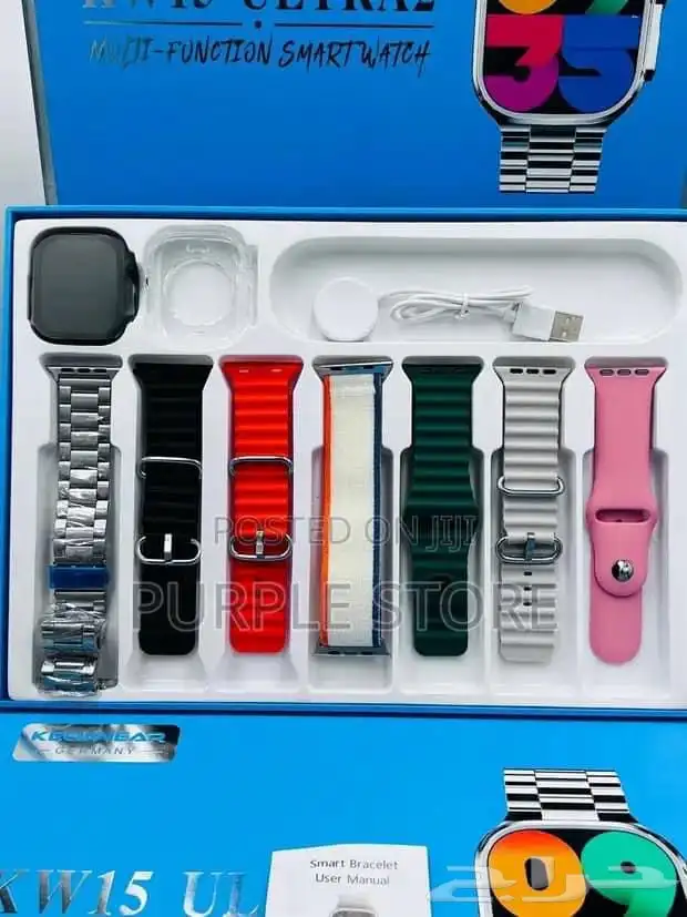 ساعه ذكيه kw15 ultra 2مع7احزمه وحقيبه لساعه 2