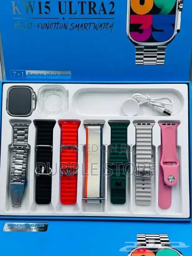 ساعه ذكيه kw15 ultra 2مع7احزمه وحقيبه لساعه 0
