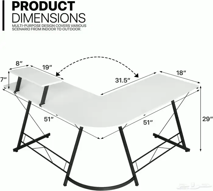 طاولة قيمنق بي سي سوني ادارية مكتبية شكل L 5
