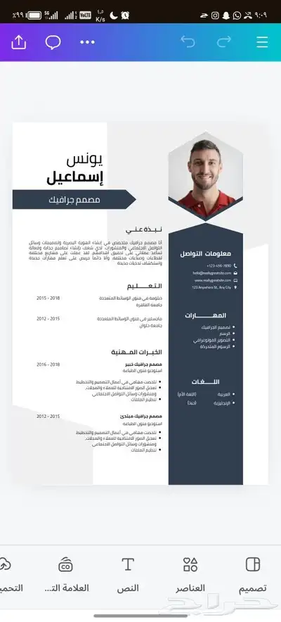 سيرة ذاتية احترافية عربي او انجليزي 1