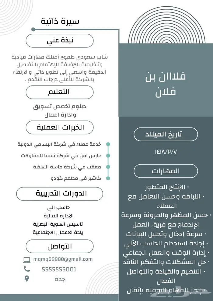 تصميم سيرة ذاتية بنظام ats 8