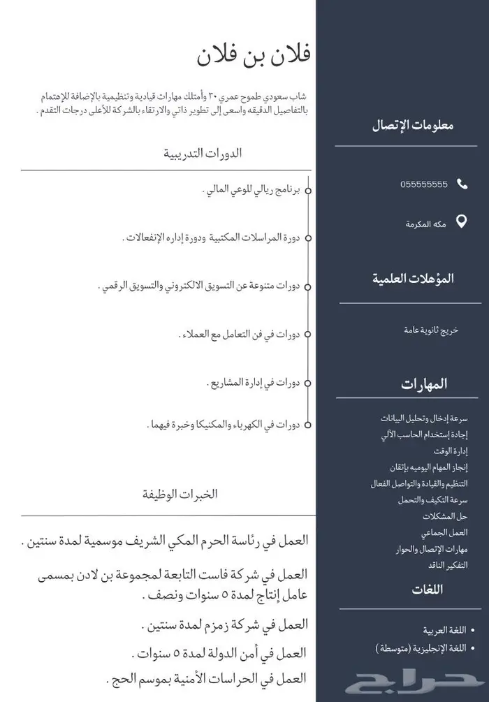 تصميم سيرة ذاتية بنظام ats 5