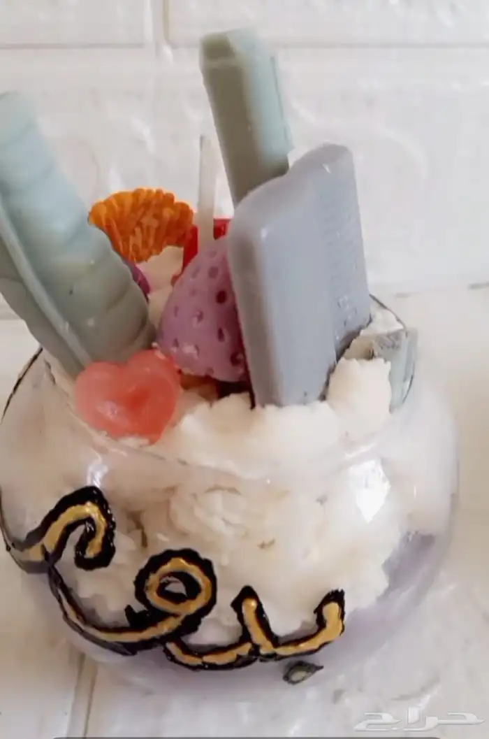 شمعة الاكواب معطره للبيع شمع طبيعي مع كتابة الاسم حسب رغبتك 3