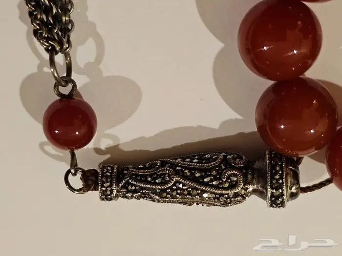 مسباح عقيق طبيعي فاخر - سبحة من فايندرا جديدة آخر حبة 13