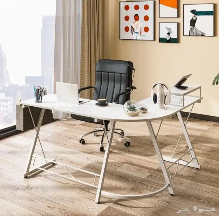 طاولة قيمنق و مكتبية كمبيوتر بتصميم على شكل حرف L 0