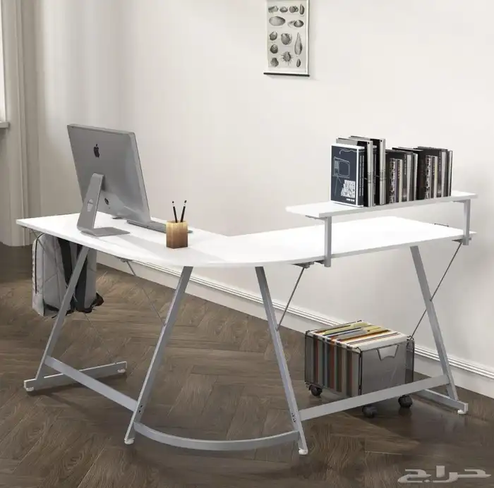 طاولة قيمنق و مكتبية كمبيوتر بتصميم على شكل حرف L 3