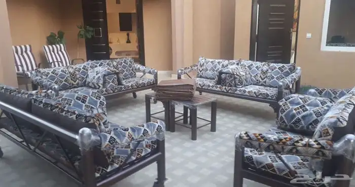 جلسات خشب حديد جاهز تفصيل خارجية طقم اطقم كاملة تقسيط 48