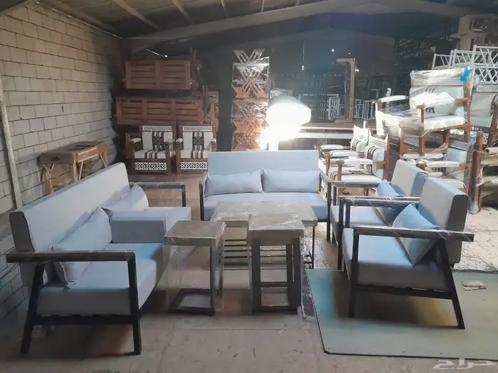 جلسات خشب حديد جاهز تفصيل خارجية طقم اطقم كاملة تقسيط 36