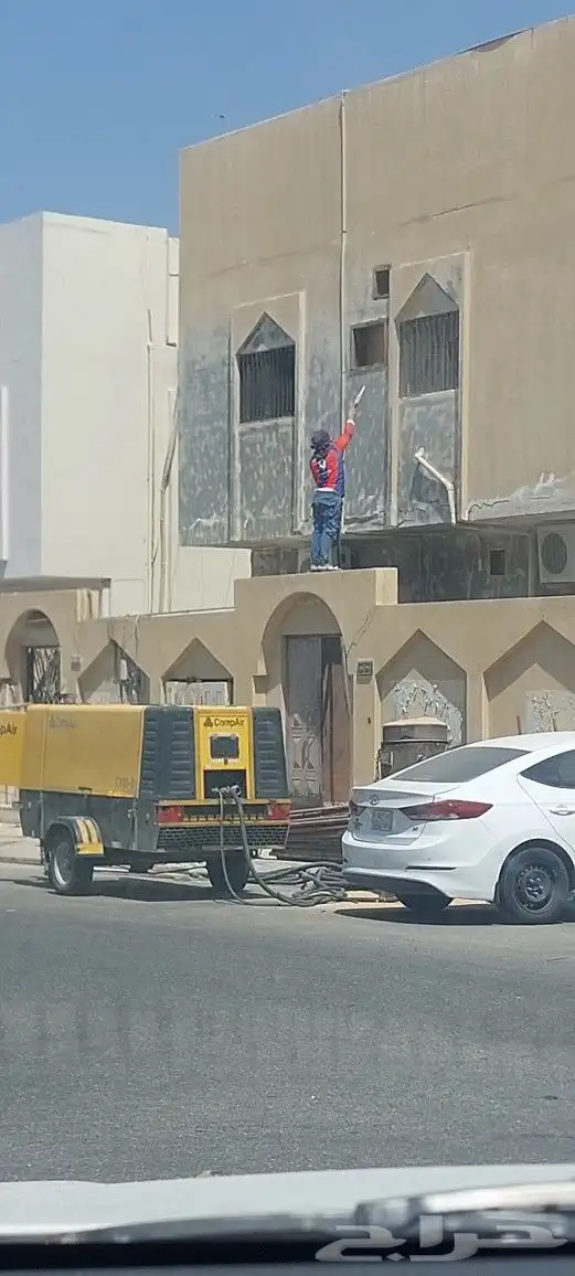 ازاله الصبغ القديم بالرمل وتخشين خرسانه 0