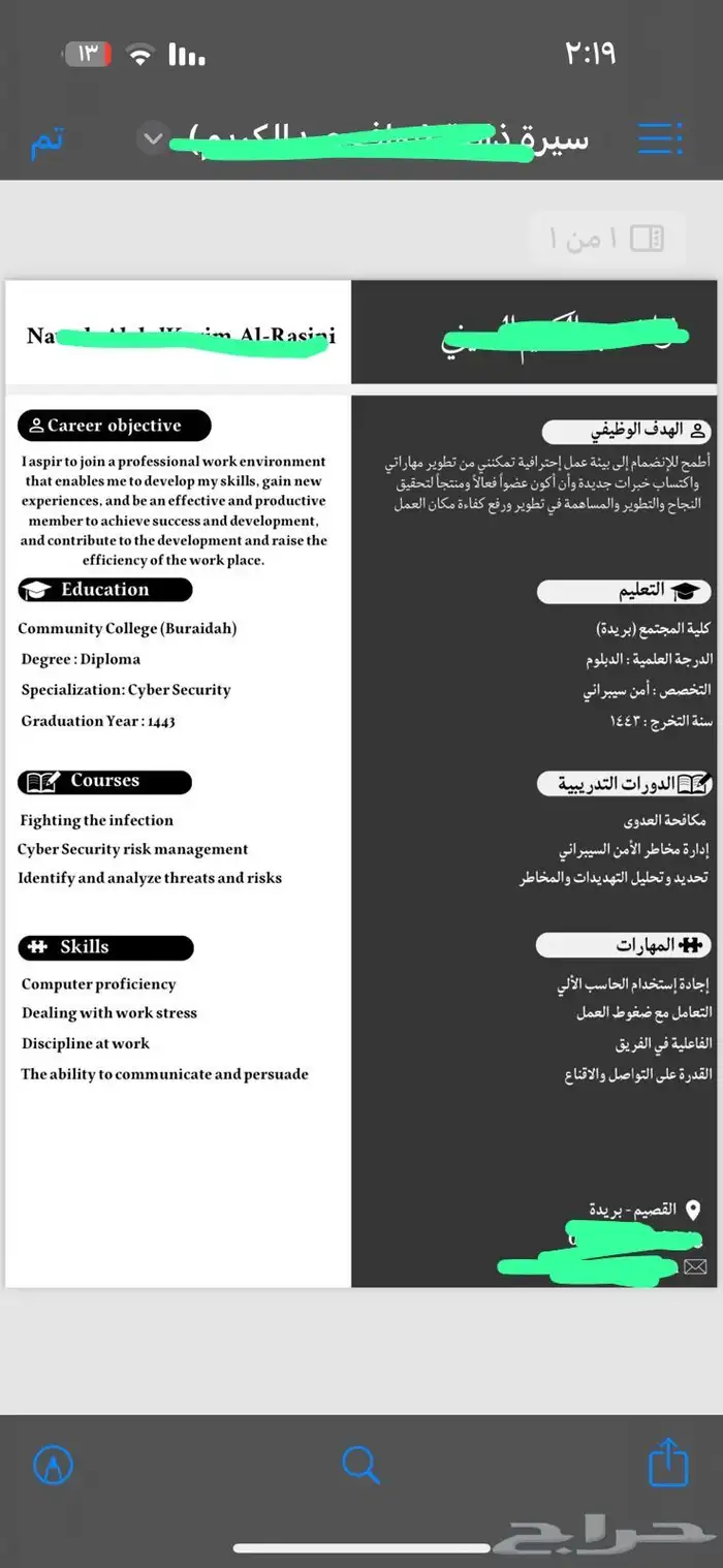 سيرة ذاتية احترافية 25