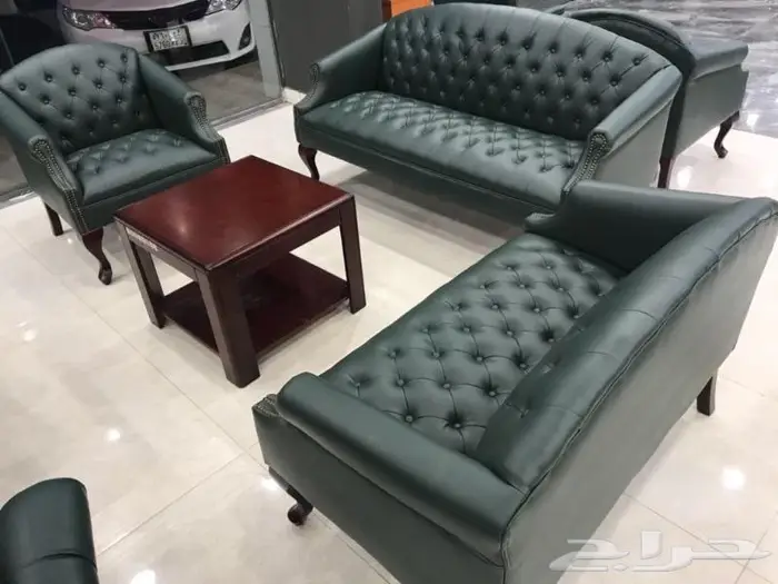 كنب مكتبي جديدة جلد فخم (طقم كنب كلاسيك وكنب ملكي متوفر) 6