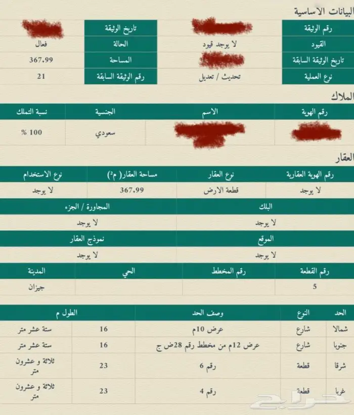 3ارضي للبيع حي الروضه بجازان راس بلوك 3شوارع 3
