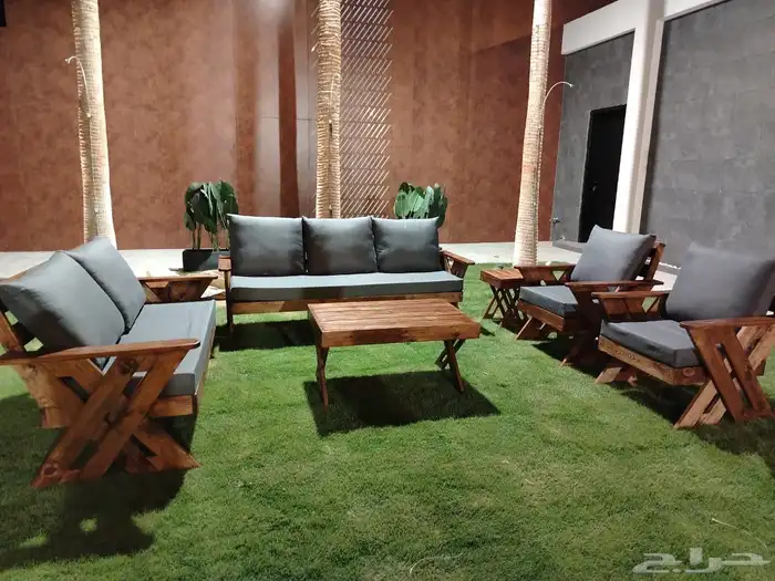 جلسه خارجية خشب طبيعي مقاوم للشمس والمطر 3